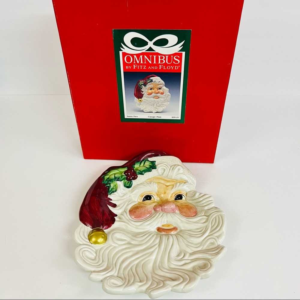 NIB Fitz & Floyd Christmas Santa Face Plate